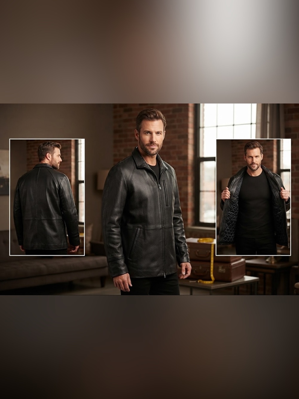 Danier Men's Black Leather Jacket – Premium Quilted Lining Men's Black Leather